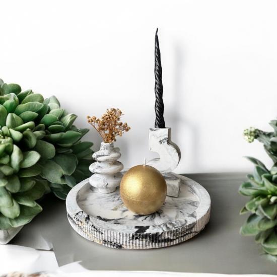 Golden Sphere Mermer Görünümlü Set